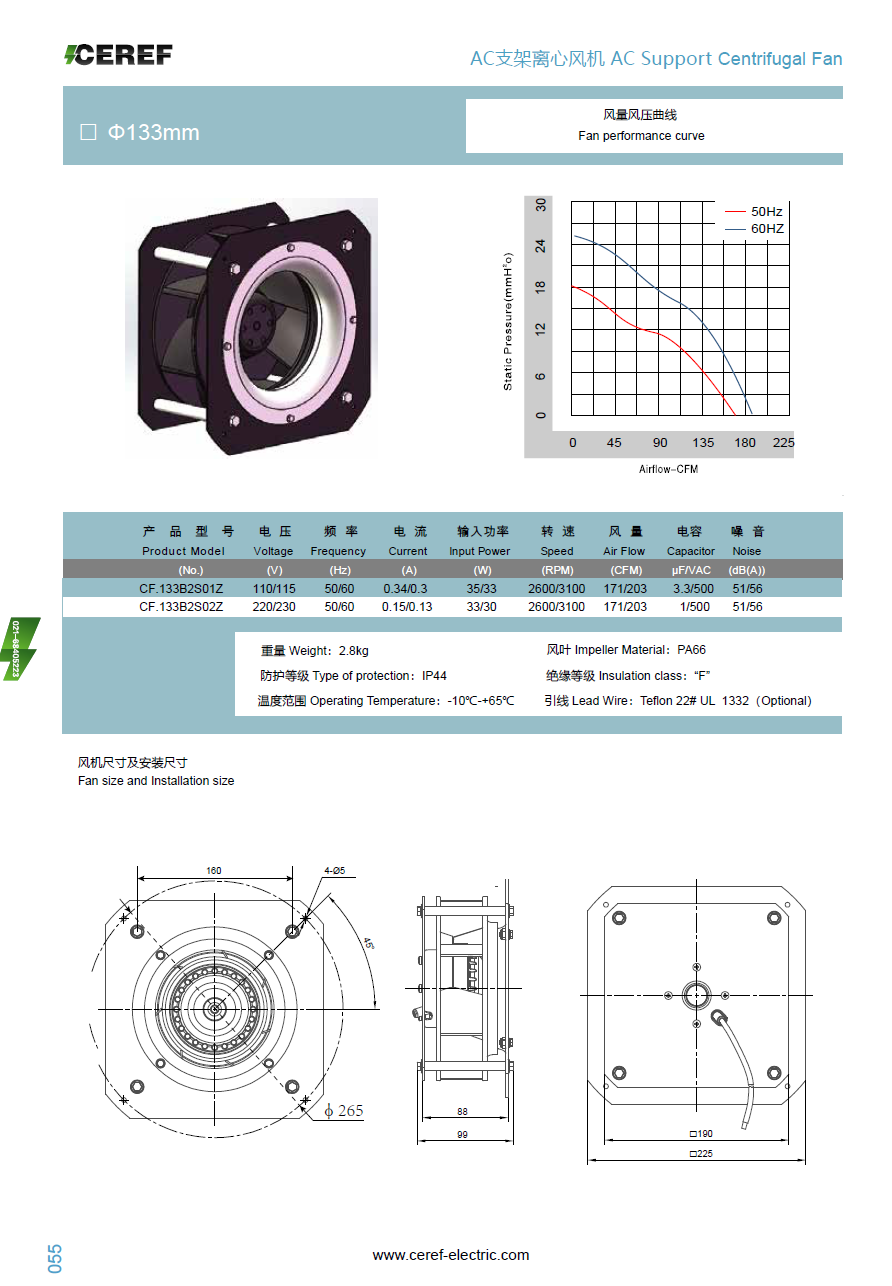 AC133支架離心風機