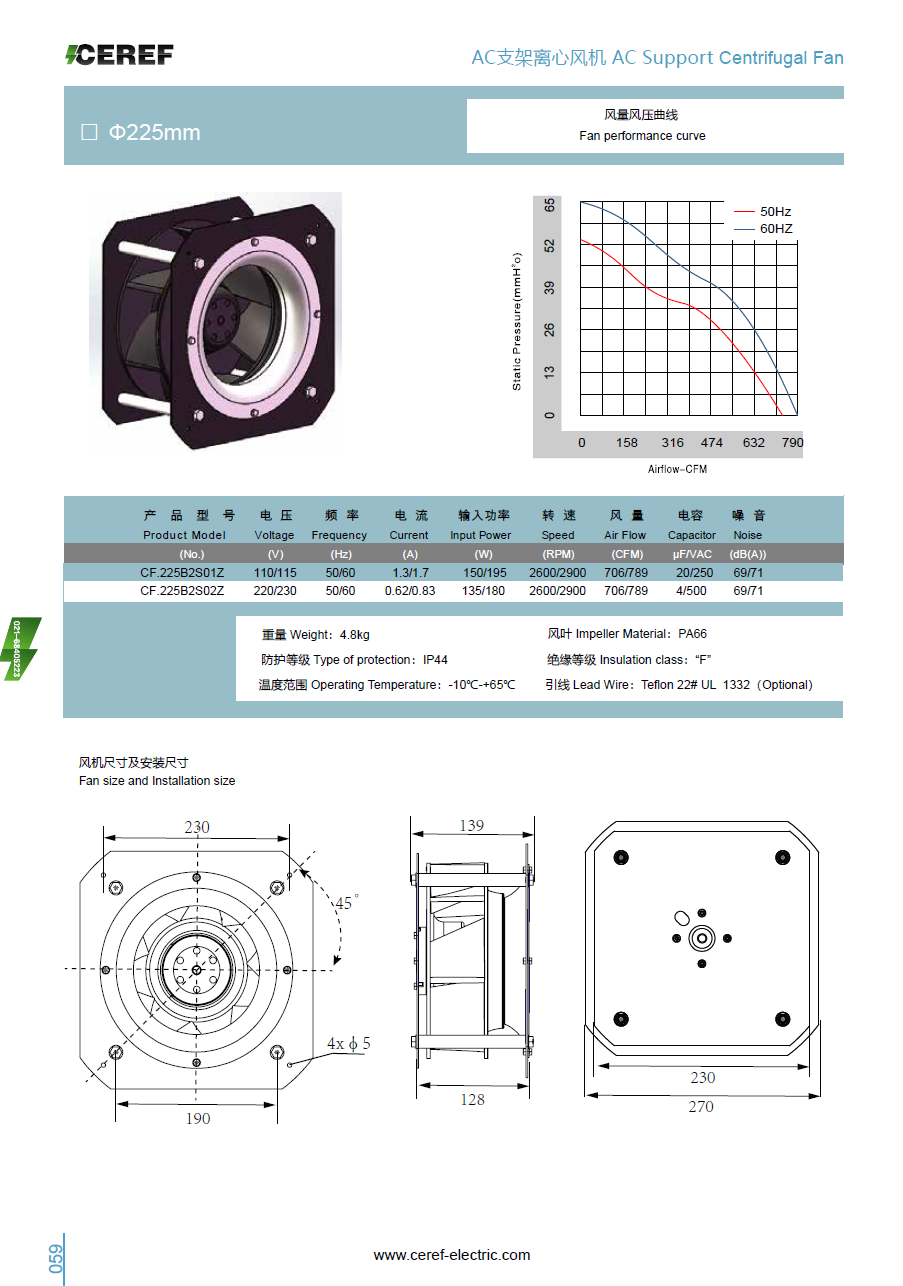 AC225支架離心風機